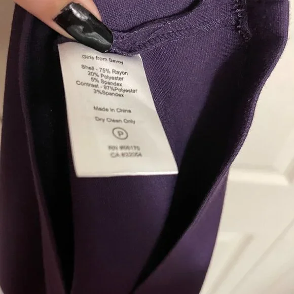 Girls From Savoy Anthropologie Women's Purple Velvet Ribbon Pencil Skirt Size 2 - Picture 8 of 9
